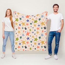 Knusse Winter Met Levendig Kleurrijk Sterrenpatroo Fleece Deken