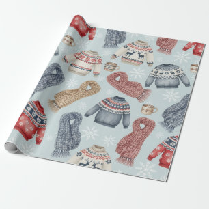 Knusse wintertrui's en sjaals – Waterverf Cadeaupapier