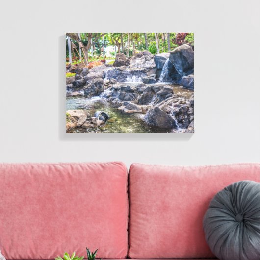 Ko Olina O'Ahu Hawaii Waterfall Canvas Afdruk (Insitu (Woonkamer))