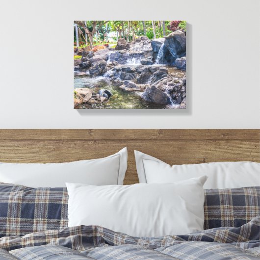 Ko Olina O'Ahu Hawaii Waterfall Canvas Afdruk (Insitu (Slaapkamer))