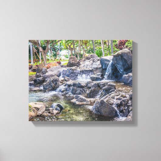 Ko Olina O'Ahu Hawaii Waterfall Canvas Afdruk (Voorkant)