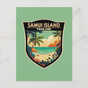 Ko Samui Island Thailand Travel Art Badge Briefkaart