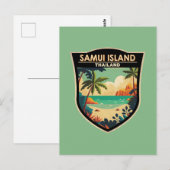 Ko Samui Island Thailand Travel Art Badge Briefkaart (Voorkant / Achterkant)