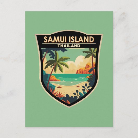 Ko Samui Island Thailand Travel Art Badge Briefkaart (Voorkant)