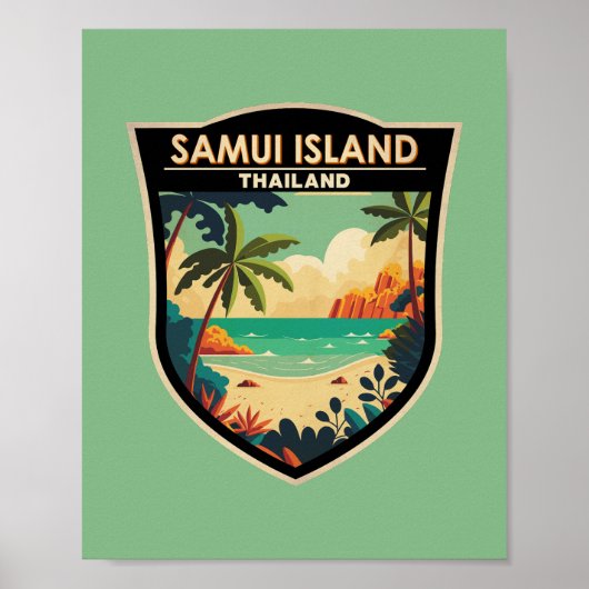 Ko Samui Island Thailand Travel Art Badge Poster (Voorkant)