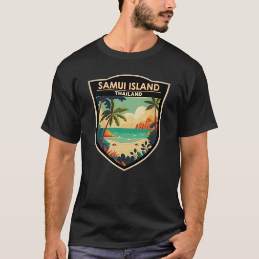 Ko Samui Island Thailand Travel Art Badge T-shirt (Voorkant)