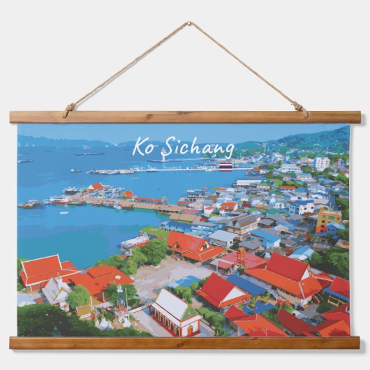 Ko Sichang, Thailand - Levendig Haven Uitzicht Hangend Wandkleed (Voorkant)