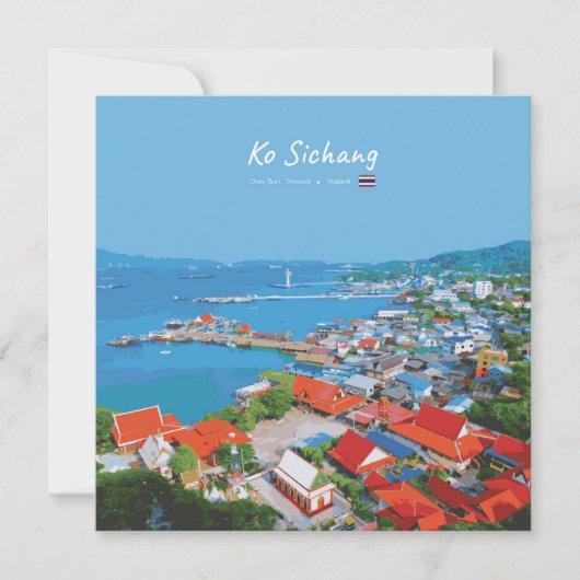 Ko Sichang, Thailand - Levendig Haven Uitzicht Kaart (Voorkant)