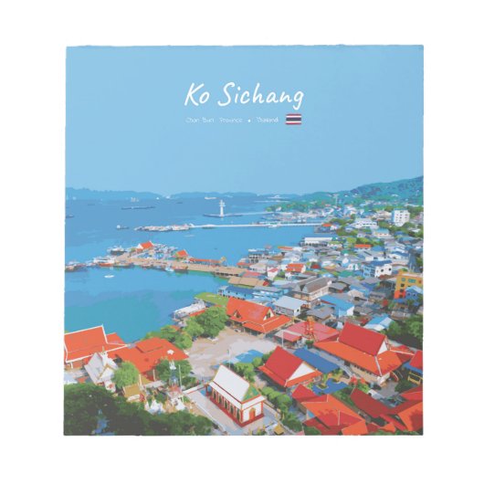 Ko Sichang, Thailand - Levendig Haven Uitzicht Notitieblok (Voorkant)