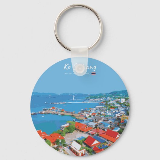 Ko Sichang, Thailand - Levendig Haven Uitzicht Sleutelhanger (Voorkant)