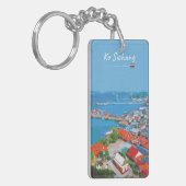Ko Sichang, Thailand - Levendig Havenbeeld Slank Sleutelhanger (Voorkant Links)