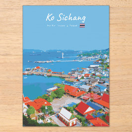 Ko Sichang, Thailand - Levendig Havenzicht Acryl Uitnodigingen