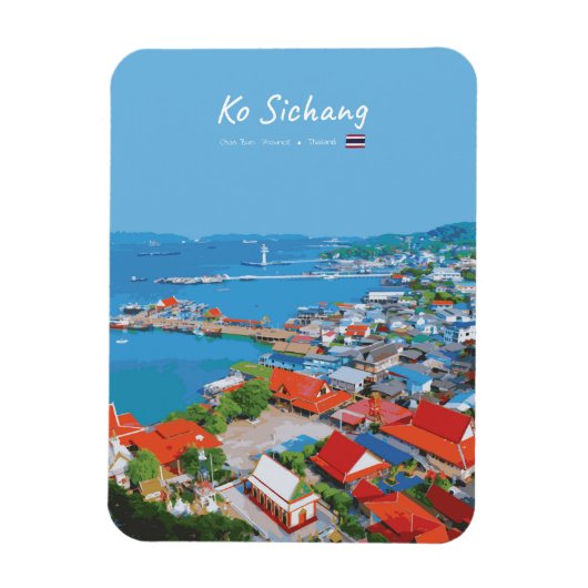 Ko Sichang, Thailand - Levendig Havenzicht Afgeron Magneet (Verticaal)