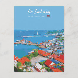 Ko Sichang, Thailand - Levendig Havenzicht Briefkaart