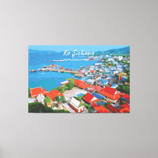 Ko Sichang, Thailand - Levendig Havenzicht Canvas Afdruk (Voorkant)