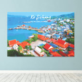Ko Sichang, Thailand - Levendig Havenzicht Canvas Afdruk (Insitu (Houten vloer))