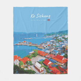 Ko Sichang, Thailand - Levendig Havenzicht Fleece Deken