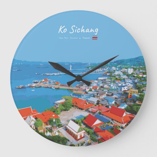Ko Sichang, Thailand - Levendig Havenzicht Grote Klok (Voorkant)
