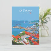 Ko Sichang, Thailand - Levendig Havenzicht Kaart (Staand voorkant)