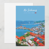 Ko Sichang, Thailand - Levendig Havenzicht Kaart (Voorkant / Achterkant)