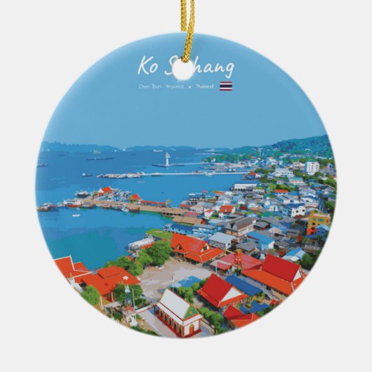 Ko Sichang, Thailand - Levendig Havenzicht Keramisch Ornament (Voorkant)