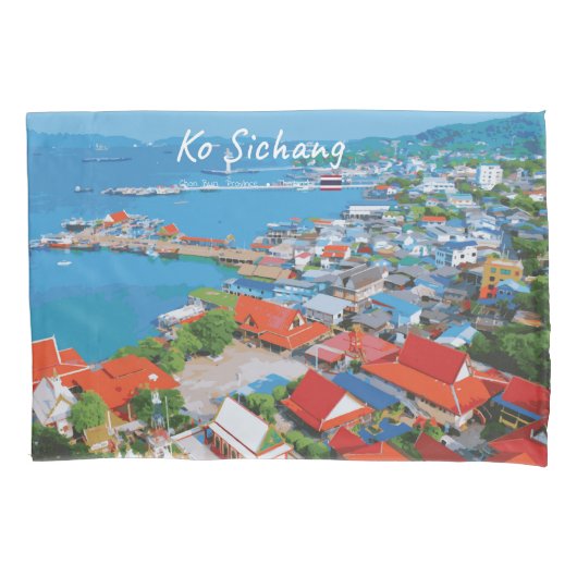 Ko Sichang, Thailand - Levendig Havenzicht Kussensloop (Voorkant-Links)