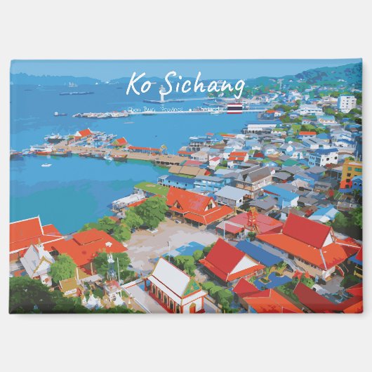 Ko Sichang, Thailand - Levendig Havenzicht Magneet (Voorkant)