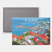 Ko Sichang, Thailand - Levendig Havenzicht Magneet (Voorkant / Achterkant)