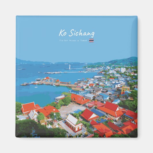 Ko Sichang, Thailand - Levendig Havenzicht Magneet (Voorkant)