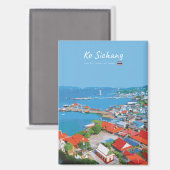 Ko Sichang, Thailand - Levendig Havenzicht Magneet (Voorkant / Achterkant)