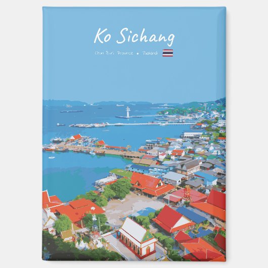 Ko Sichang, Thailand - Levendig Havenzicht Magneet (Voorkant)