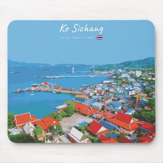 Ko Sichang, Thailand - Levendig Havenzicht Muismat (Voorkant)