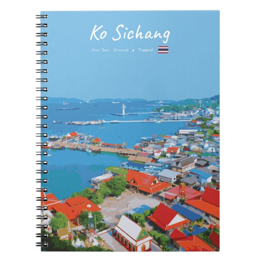 Ko Sichang, Thailand - Levendig Havenzicht Notitieboek (Voorkant)