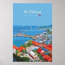 Ko Sichang, Thailand - Levendig Havenzicht Poster