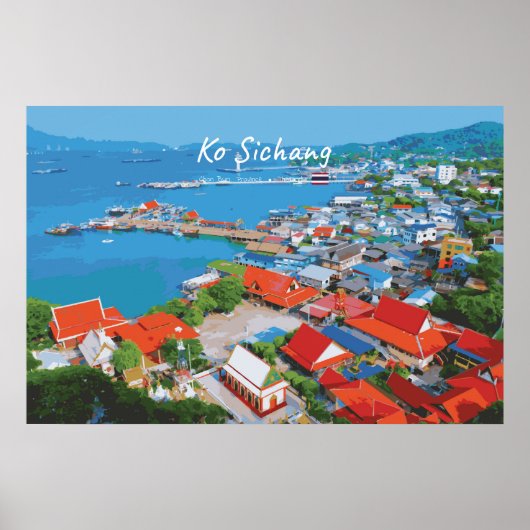 Ko Sichang, Thailand - Levendig Havenzicht Poster (Voorkant)
