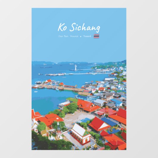 Ko Sichang, Thailand - Levendig Havenzicht Raamsticker (Vel)