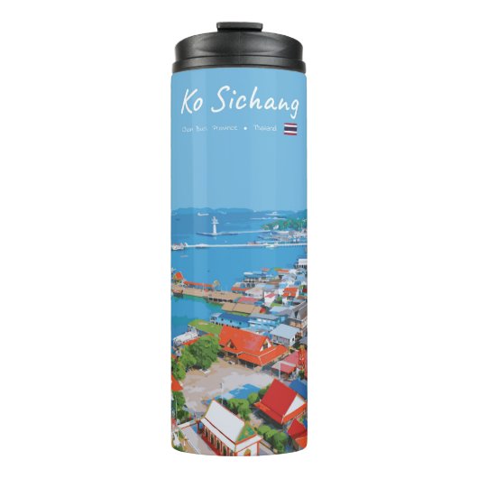 Ko Sichang, Thailand - Levendig Havenzicht Thermosbeker (Voorkant)