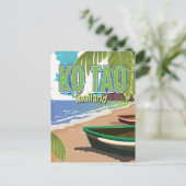 Ko Tao Thailand vintage reisposter Briefkaart (Staand voorkant)