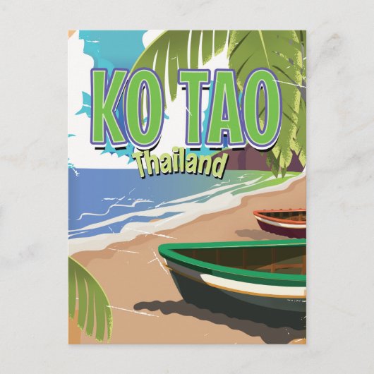 Ko Tao Thailand vintage reisposter Briefkaart (Voorkant)