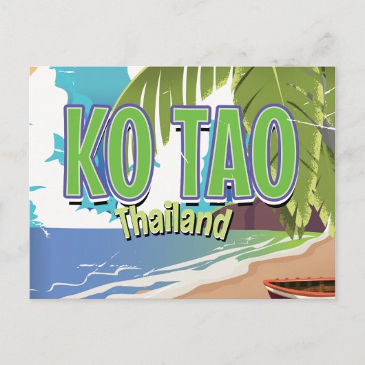 Ko Tao Thailand vintage reisposter Briefkaart (Voorkant)