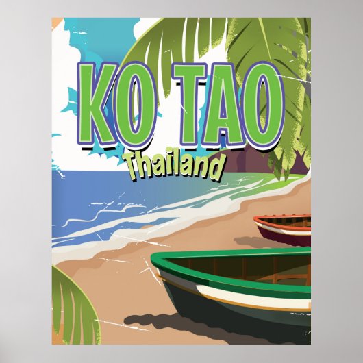 Ko Tao thailand vintage reisposter Poster (Voorkant)