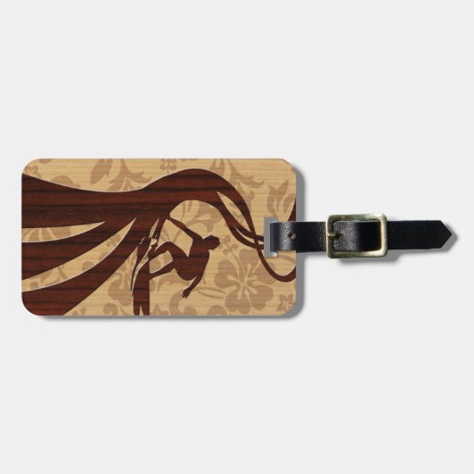 Koa Wood Surfer Hawaiian Bagagelabels (Voorkant horizontaal)