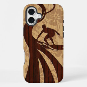 Koa Wood Surfer Nep hout Surfplank iPhone 16 Plus Hoesje