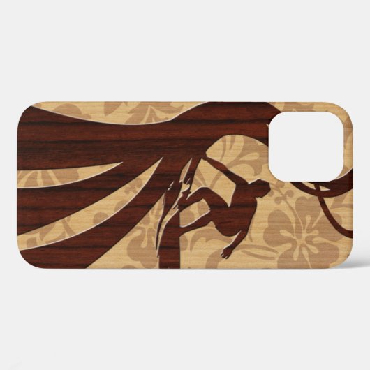 Koa Wood Surfer Surfboard Case-Mate iPhone Case (Achterkant (horizontaal))