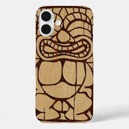 Koa Wood Tiki Ailani Surfboard iPhone 16 Plus Hoesje