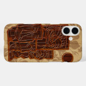 Koa Wood Tiki Sun Faux Wood Surfboard Case-Mate iPhone Case (Achterkant (horizontaal))