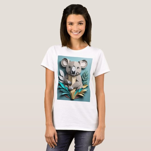 Koala 3D Paper Art Design T-shirt (Voorkant volledig)