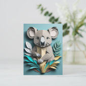 Koala 3D Paper Art Design T-shirt Briefkaart (Staand voorkant)