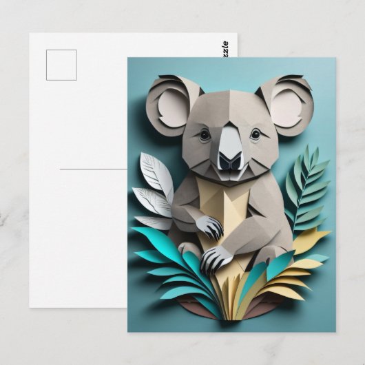 Koala 3D Paper Art Design T-shirt Briefkaart (Voorkant / Achterkant)