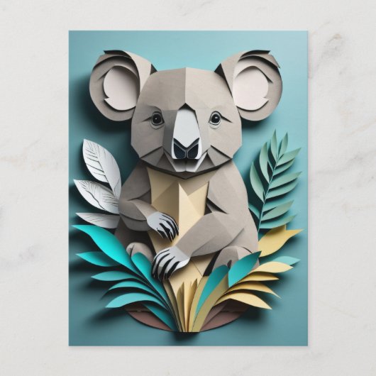 Koala 3D Paper Art Design T-shirt Briefkaart (Voorkant)